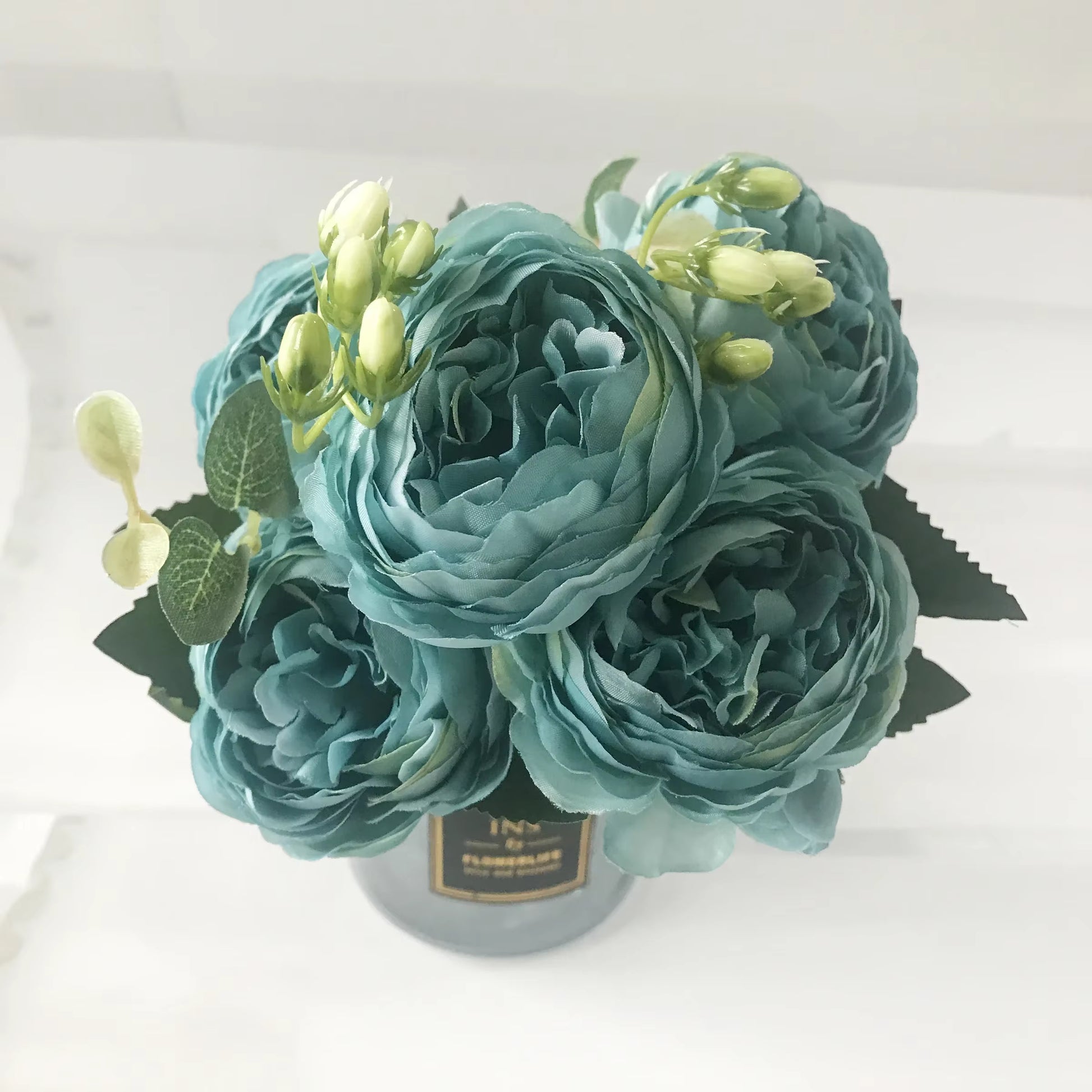 30Cm Rose Pink Silk Peony Artificial Flowers Bouquet 5 Big Head and 4 Bud Cheap Fake Flowers for Home Wedding Decoration Indoor