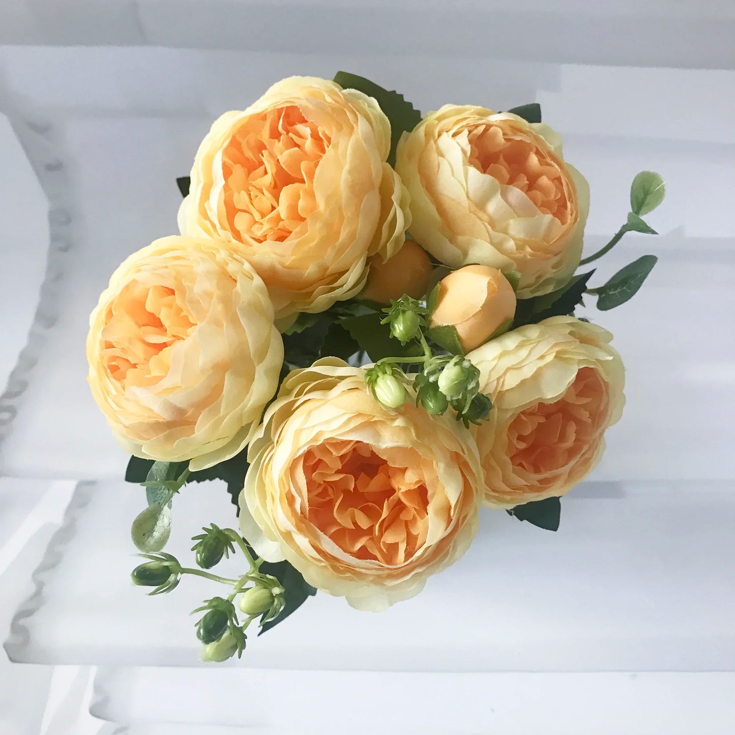 30Cm Rose Pink Silk Peony Artificial Flowers Bouquet 5 Big Head and 4 Bud Cheap Fake Flowers for Home Wedding Decoration Indoor