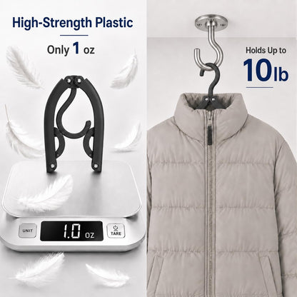 12Pcs Foldable Clothes Hangers for Traveling Black