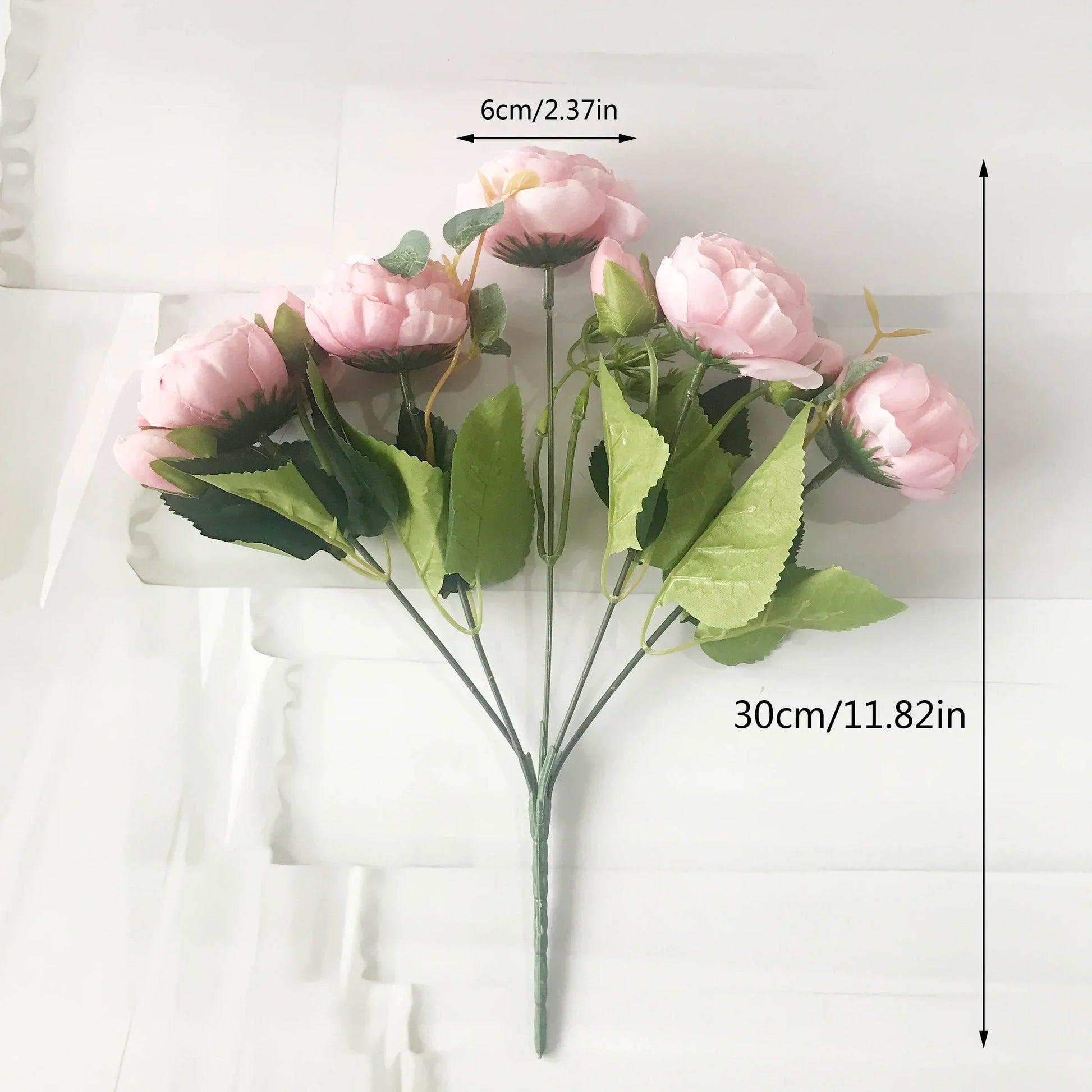30Cm Rose Pink Silk Peony Artificial Flowers Bouquet 5 Big Head and 4 Bud Cheap Fake Flowers for Home Wedding Decoration Indoor