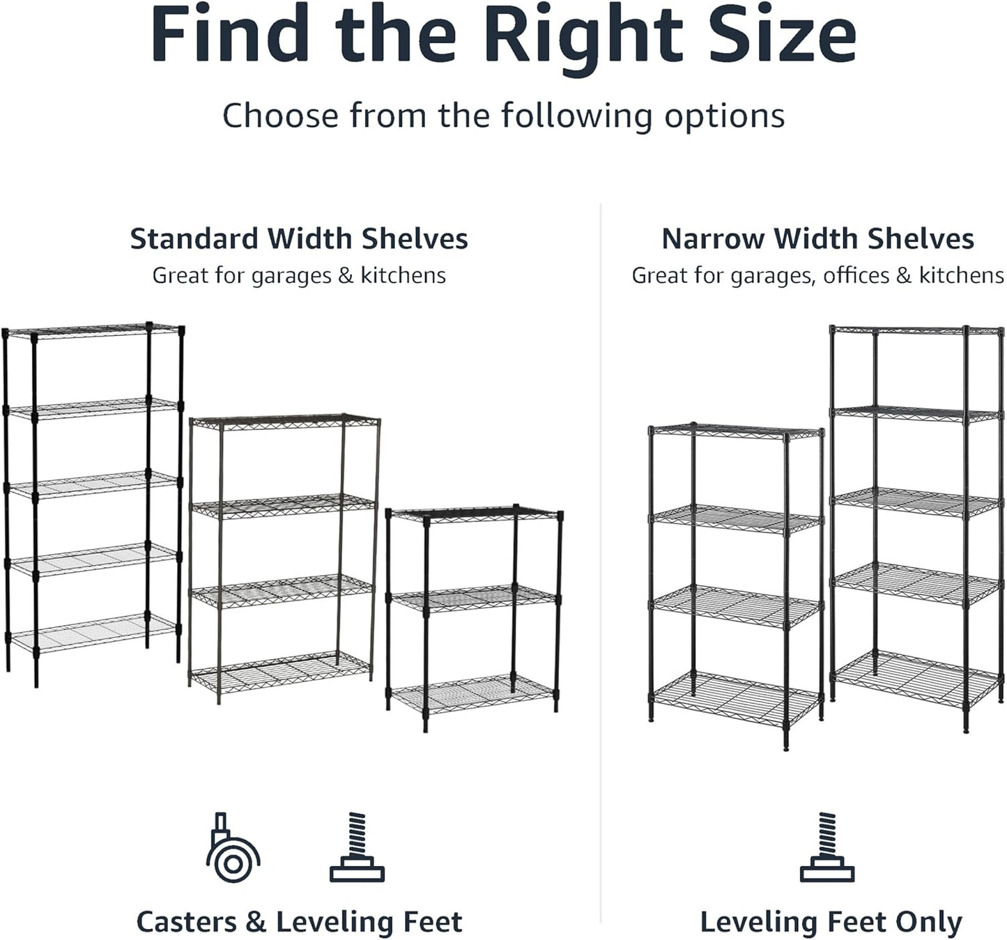 4-Shelf Storage Unit with Height Adjustable Shelves and Levelling Feet, 640 Kg Max Weight, Black, 35.6 Cm D X 91.4 Cm W X 137.1 Cm H