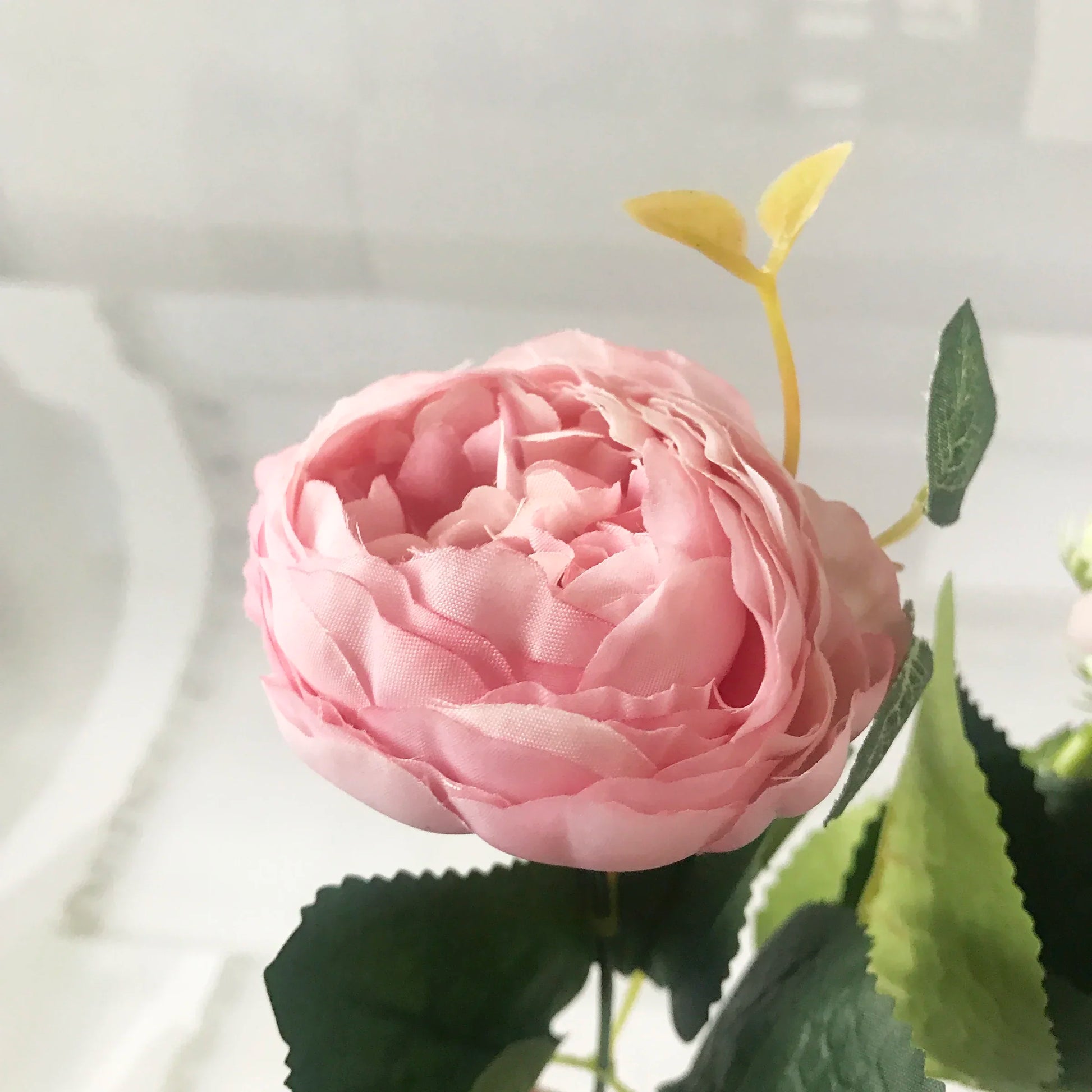 30Cm Rose Pink Silk Peony Artificial Flowers Bouquet 5 Big Head and 4 Bud Cheap Fake Flowers for Home Wedding Decoration Indoor