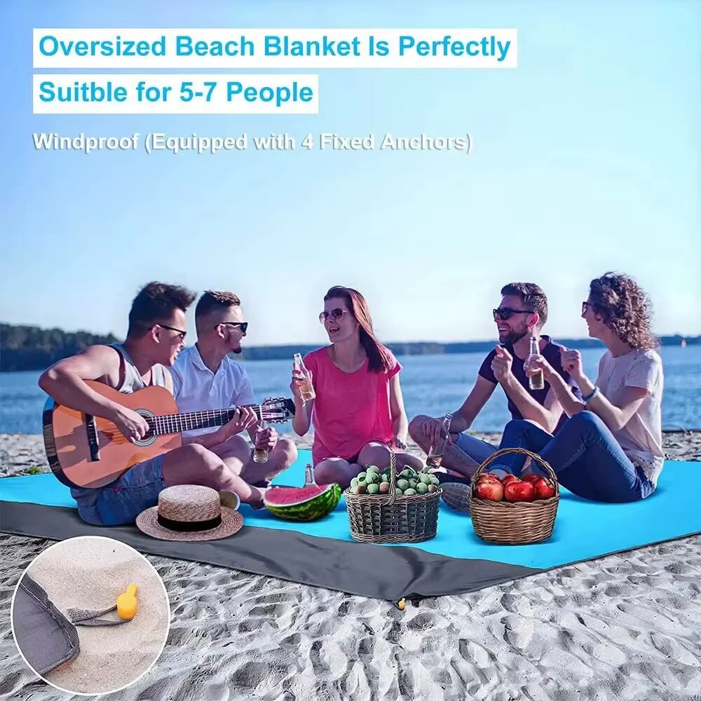 Beach Blanket Sandproof 200 X 140Cm Waterproof Beach Mat Lightweight Picnic Blanket for Travel Hiking Sports
